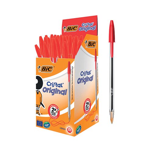 Bic Cristal Ballpoint Pen Medium Red (Pack of 50) 837361