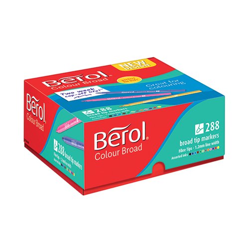 Berol Felt Tip Colouring Markers Broad 1.2mm Assorted PK288
