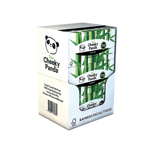 CHEEKY PANDA 4 Large Box Tissues 100% Naturally Anti-Bacterial Hypoallergenic 