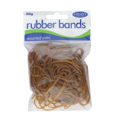 County Rubber Bands Natural 50gm (Pack of 12) C224