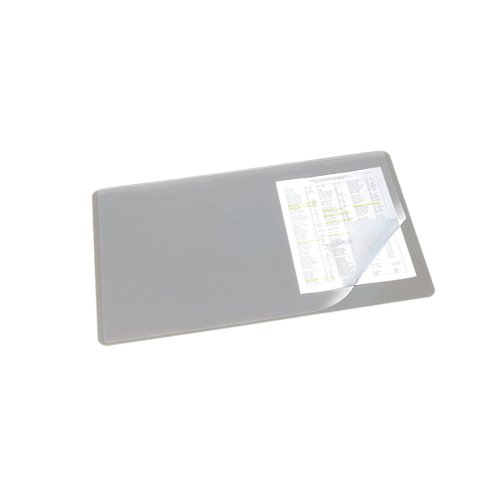 Durable Desk Mat with Transparent Overlay 530 x 400mm Grey 720210