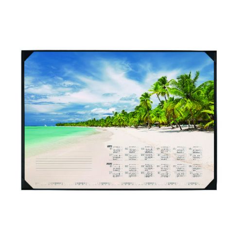 Durable Tropical Beach Calendar Desk Mat 590 X 420mm 7311 Office