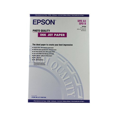 Epson White Photo Inkjet Paper A3+ (Pack of 100) C13S041069