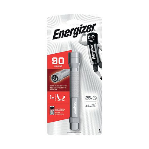 Energizer Pocket Size Led Torch Aluminium 2.5 Hours Run Time 2xAA Silver 634041