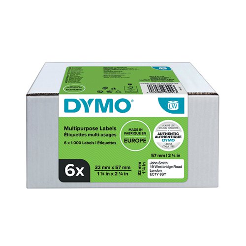Dymo Label Writer Multi-Purpose Labels 32mmx57mm 6 Pack