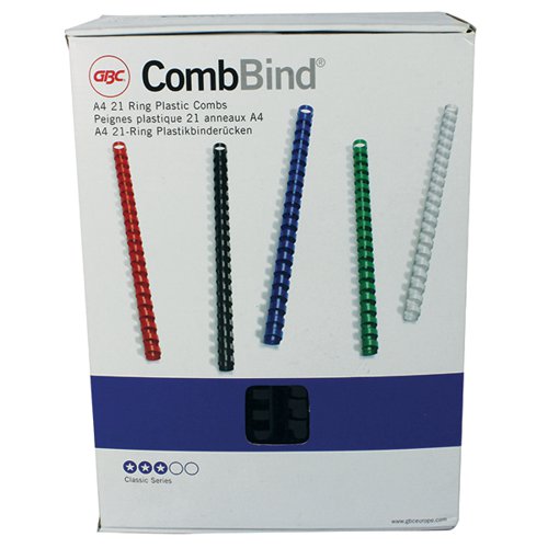 GBC CombBind Binding Combs Plastic 21 Ring A4 22mm BK PK100