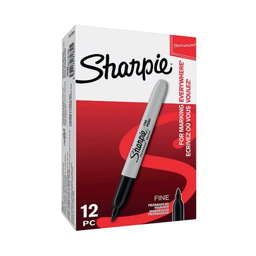 Sharpie+Permanent+Marker+Fine+Black+%28Pack+of+12%29+S0810930