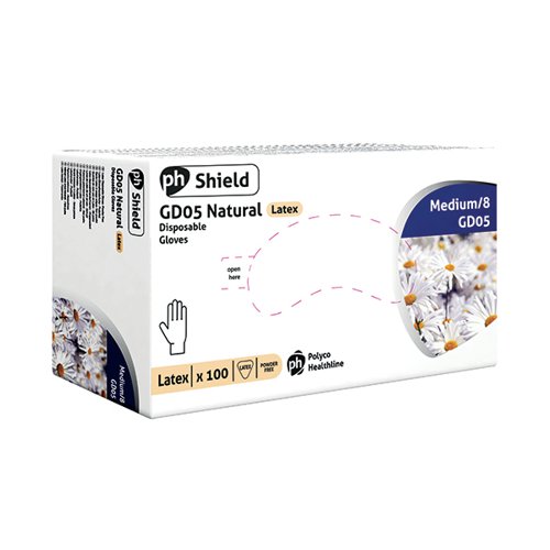Shield Powder-Free Med Latex Glove Pk100