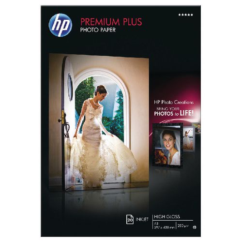 Image of HP White A3 Premium Plus Glossy Photo Paper (Pack of 20) CR675A