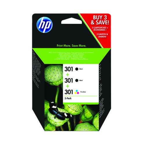 HP E5Y87EE 301 Original Ink Cartridge Pack of 3 Black and Tri-Colour