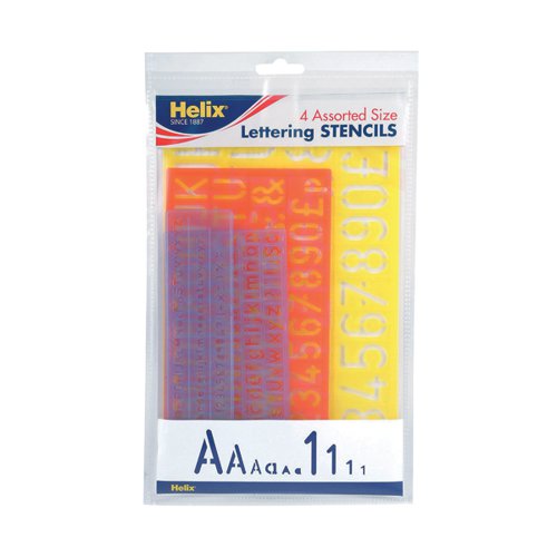 Helix Lettering Stencil Set of 4 Assorted Sizes (Pack of 5) H40891