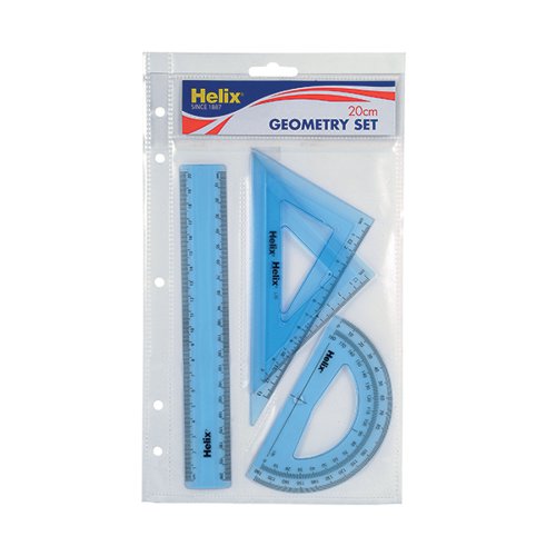 Helix Geometry 4 Tool Set (Includes scale ruler 2 x set squares and protractor) Q88100