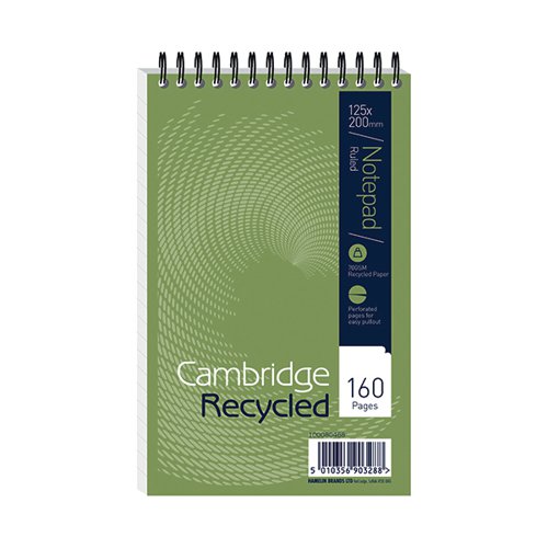 RECYCLED+SPIRAL+NOTEPAD+125X200+PK10