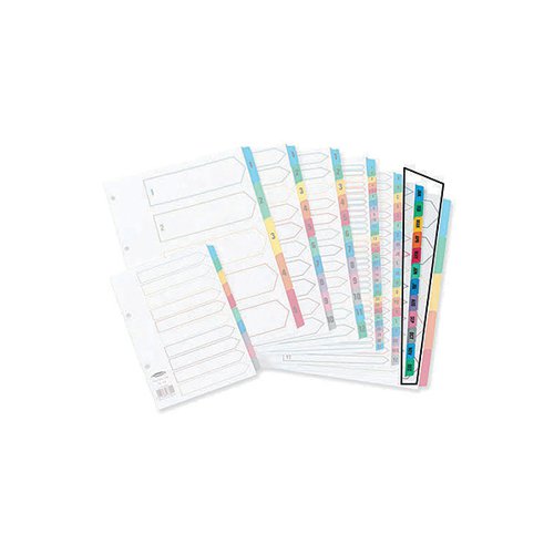 Concord 1-31 A4 Extra-Wide For Punched Pocket White With Multi-Colour Index Tabs 