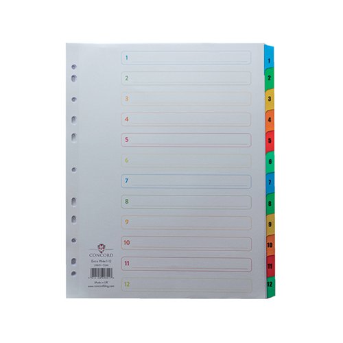Elba Strongline A4 1-10 Part Mylar Indices White Card with Multicoloured Plastic Coated Tabs