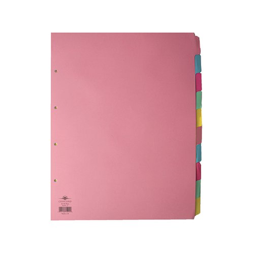 Concord 10 Part A5 Subject Dividers Filing Index Coloured Ring Binder