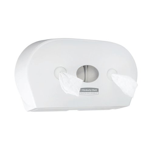 Aquarius Mini Twin Centrefeed Toilet Tissue Dispenser White 7186