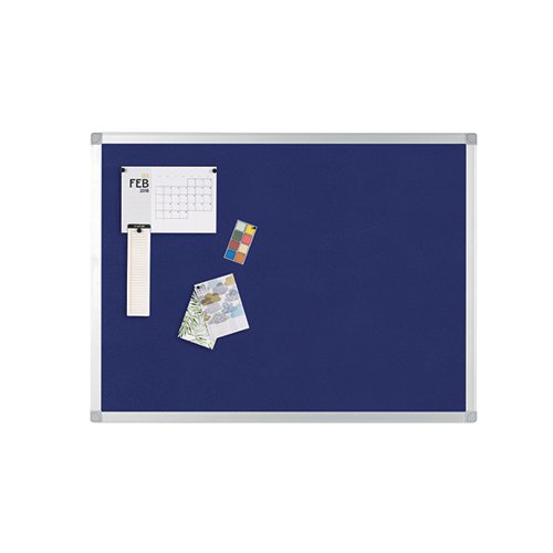Q-Connect Aluminium Frame Felt Noticeboard with Fixing Kit 900x600mm Blue 9700028