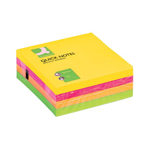 Q-Connect Quick Note Cube 76 x 76mm Assorted Neon KF01348