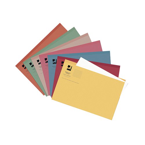 Q-Connect Square Cut Folder Lightweight 180gsm Foolscap Assorted (Pack of 100) KF01491