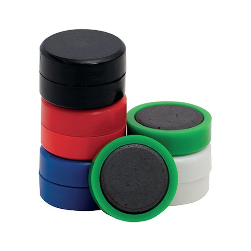 Q-Connect Round Magnet 25mm Assorted (Pack of 10) KF02643