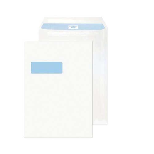 Q-Connect C4 Envelopes Window Peel and Seal 100gsm White (Pack of 250) KF03292