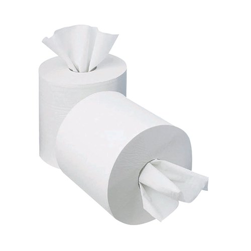 2Work 1-Ply Mini Centrefeed Roll 120m White (Pack of 12) KF03784