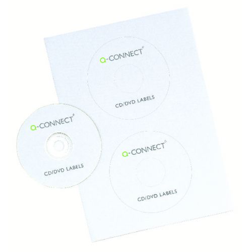 Q-Connect+CD%2FDVD+Label+2+per+A4+Sheet+%28Pack+of+100%29+KF05599