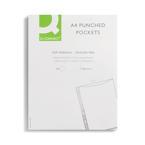 Q-CONNECT+PUNCHED+POCKETS+A4+PK100