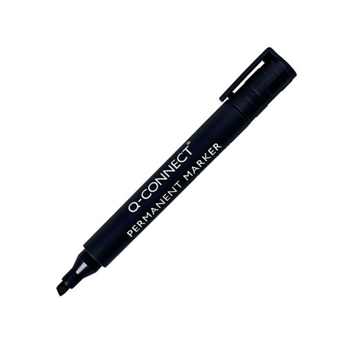 Q-Connect Black Permanent Marker Pens Chisel Tip (Pack of 10) KF26042