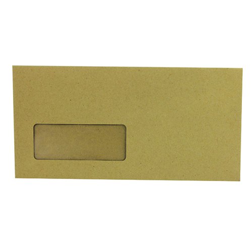 Q-Connect DL Envelopes Wallet Window Gummed 70gsm Manilla (Pack of