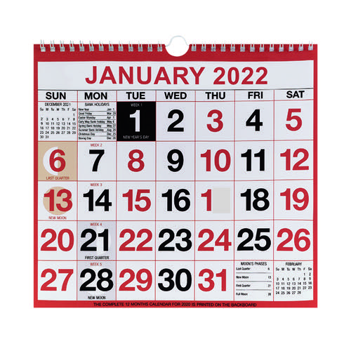 Wirebound Month To View Calendar 249x231mm 2022 KFYC2222