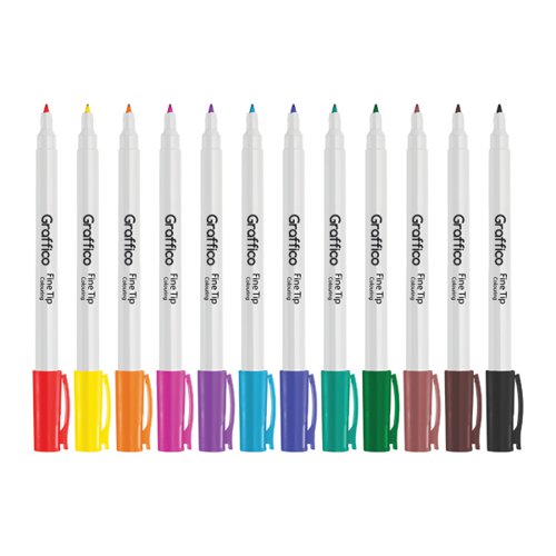 Graffico Fineliner Pen Assorted (Pack of 12) 7180/12