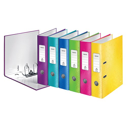 Leitz Wow 180 Lever Arch File 80mm A4 Assorted (Pack of 10) 10051099