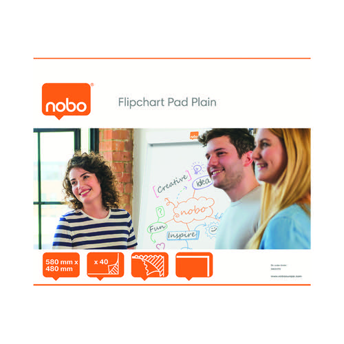Nobo Plain Flipchart Pad 40 Sheets 584 x 485mm (Pack of 5) 34631170