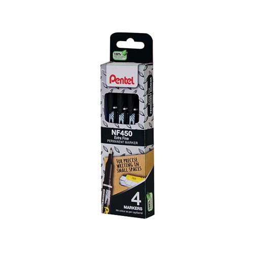 Pentel Permanent Marker Fine Black (Pack of 4) YNF450/4-A