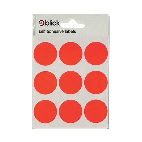 Blick Coloured Labels in Bags Round 29mm Dia 36 Per Bag Red (Pack of 720) RS005155