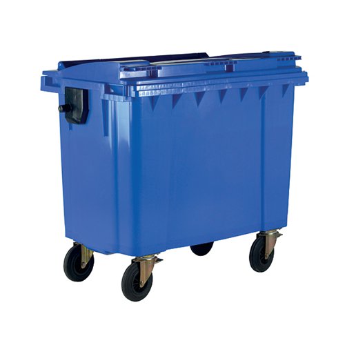 Wheelie Bin With Flat Lid 770 Litre Blue 377386