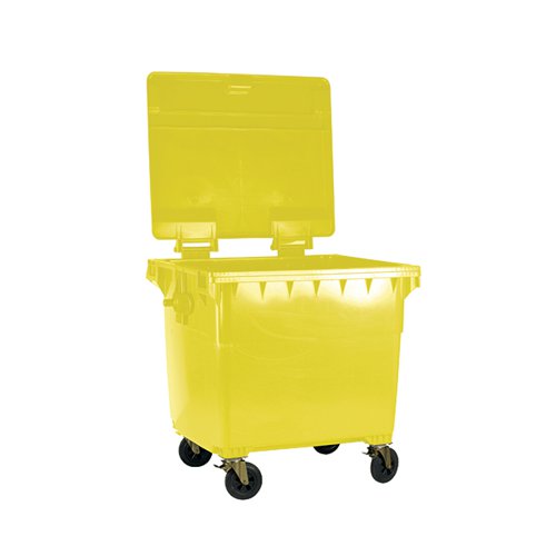 Wheelie Bin With Flat Lid 770 Litre Yellow (4 wheels for easy manoeuvrability) 377389