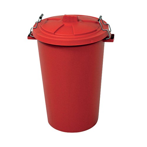 Light Duty Dustbin With Lid 110 Litre Red 382067