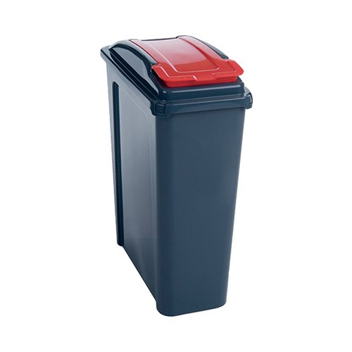 VFM Recycling Bin With Lid 25 Litre Red 384285