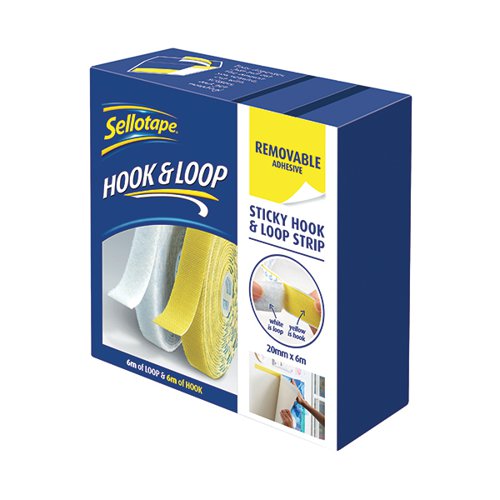 Sellotape Sticky Hook and Loop Strip Removable 6m 2055786