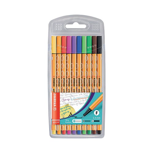 Stabilo Point 88 Fineliners Pens Assorted (Pack of 10) 8810
