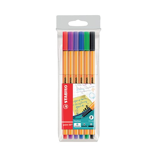 Stabilo 88 Point Fineliners Wallet Assorted (Pack of 10) 88/6
