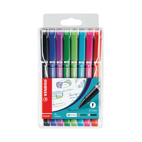 Stabilo Sensor Fineliner Bright Pen Assorted (Pack of 8) 189/8