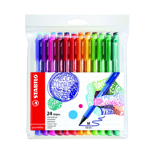 Stabilo Point Max Fineliner Pen Assorted (Pack of 24) 488/24-01