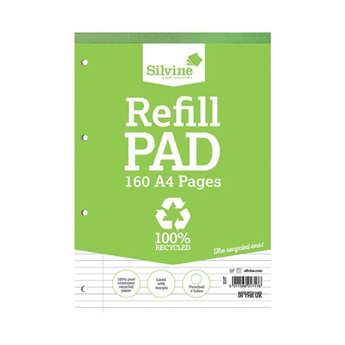 Silvine Everyday Recycled A4 Refill Pad Feint Ruled PK6