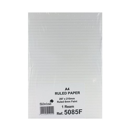 Silvine Feint Ruled Unpunched Fly Paper A4 (Pack of 500) 5085FEINT