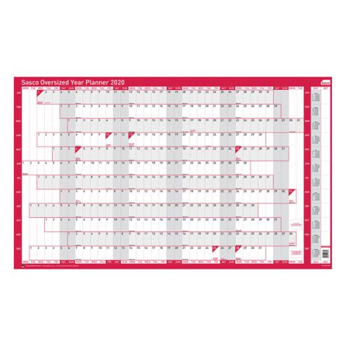 Sasco Oversized Year Planner Unmounted 2020 2410102 Sasco Oversized Year Planner Unmounted 2020 2410102