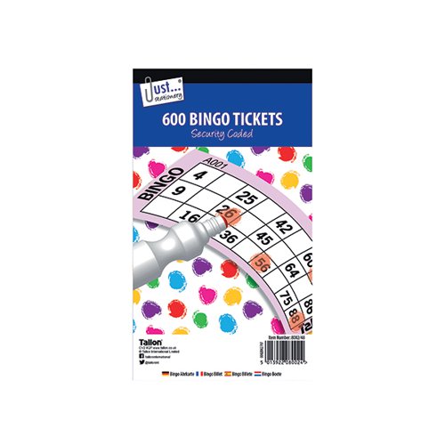 Just Stationery Jumbo Bingo Tickets 21 x 12cm (Pack of 12) 8002